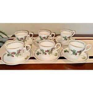 Set of 6 NORITAKE ROYAL ORCHARD Cup & Saucer Set 9416 PRIMACHINA Fruit